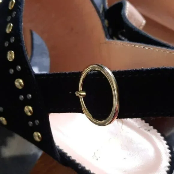 J.Crew Stella 3.5 Inch Block Heel Black Suede Leather Strappy Sandal Size 8.5 - Picture 16 of 16